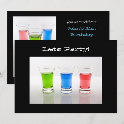Shot Glass Party-uitnodiging Kaart (Voorkant / Achterkant)