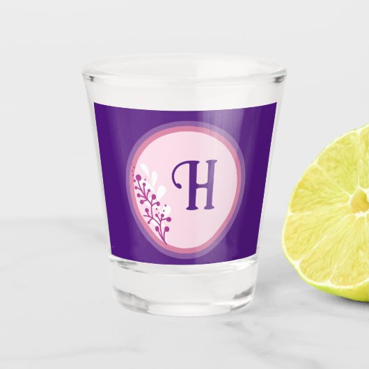 Shot Glass - Voeg je initiaal toe - Paarse Glas (Voorkant)