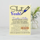 Shot Ja! Blue Nursing School Afstuderen uitnodigen Kaart (Staand voorkant)