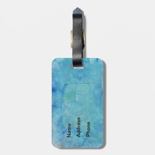 Shot on Net Hockey Ink Sketch on Blue Waterverf Bagagelabel (Achterkant verticaal)