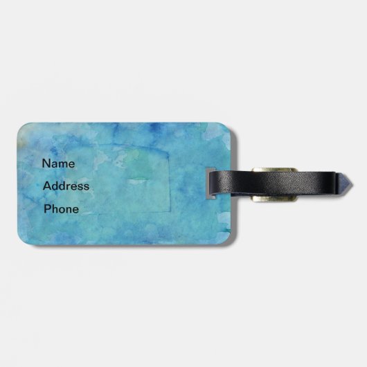 Shot on Net Hockey Ink Sketch on Blue Waterverf Bagagelabel (Achterkant horizontaal)