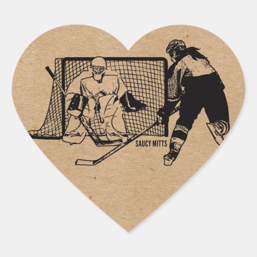 Shot on Net Hockey Playaer (vrouw) Hart Sticker (Voorkant)