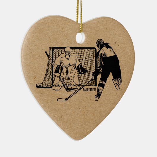 Shot on Net Hockey (vrouw) Keramisch Ornament (Rechts)