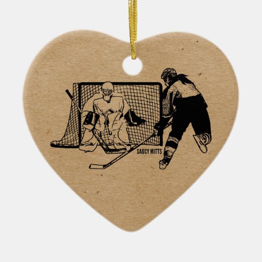 Shot on Net Hockey (vrouw) Keramisch Ornament (Voorkant)