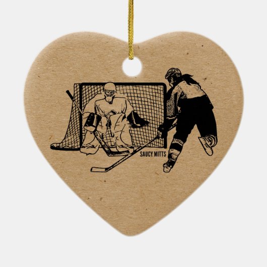 Shot on Net Hockey (vrouw) Keramisch Ornament (Achterkant)