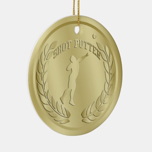 Shot Putter Gold Toned Medal Ornament (Rechts)