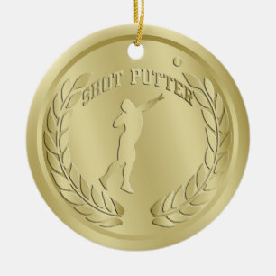 Shot Putter Gold Toned Medal Ornament