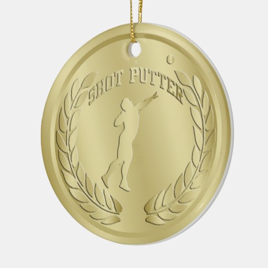 Shot Putter Gold Toned Medal Ornament (Links)