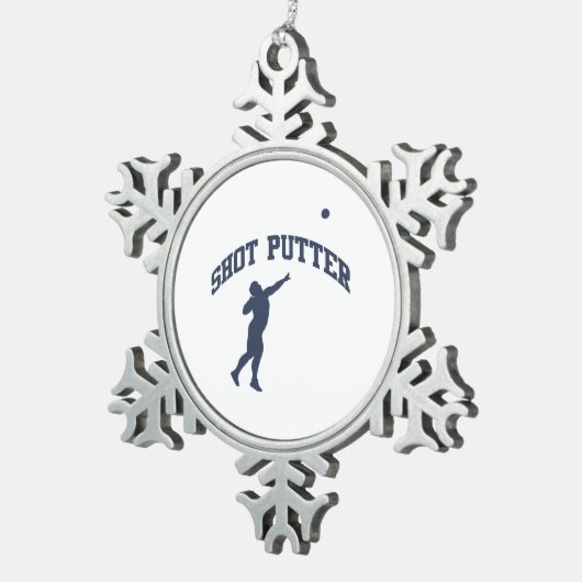Shot Putter Tin Sneeuwvlok Ornament (Rechts)