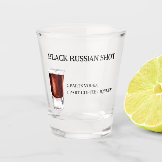 Shot Recipe Black Russian party Shot Glas (Voorkant)