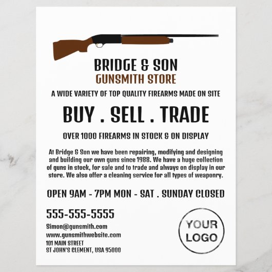 Shotgun Design, Gunsmith, Gunstore Adverteren Flyer (Voorkant)