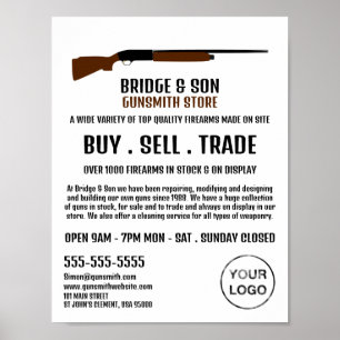 Shotgun Design, Gunsmith, Gunstore Adverteren Poster