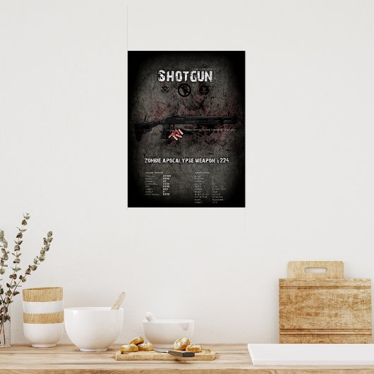 Shotgun-Poster - Zombie Apocalypse Defense QC Poster (Keuken)