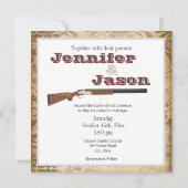Shotgun Wedding Brown Damask Wedding Invitations Kaart (Achterkant)