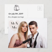 Shotgun Wedding Elopement Humoristische aankondigi Aankondigingskaart (Voorkant / Achterkant)
