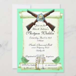 Shotgun Wedding Invitations in Mint Green Kaart