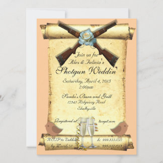 Shotgun Wedding Invitations in Soft Peach Kaart