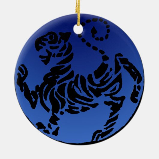 Shotokan Black & Blue Tiger Keramisch Ornament (Achterkant)