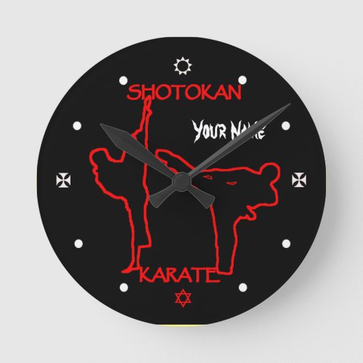 Shotokan Karate Black Belt Custom Name Watch Ronde Klok (Voorkant)