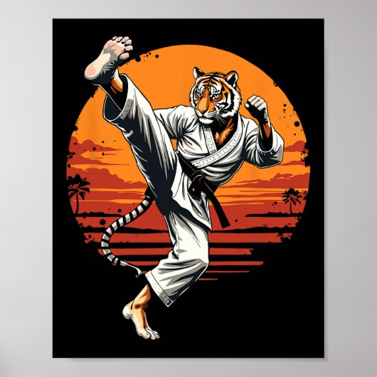 Shotokan Karate Fighter Martial Arts Tijger Funny  Poster (Voorkant)