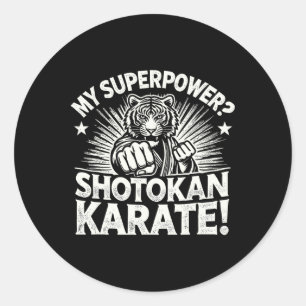 Shotokan Karate Fighter Martial Arts Tijger Funny Ronde Sticker