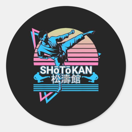 Shotokan Karate Japanse Martial Arts Retro 1 Ronde Sticker (Voorkant)