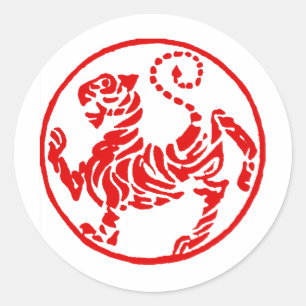 Shotokan Red Rising Sun Tiger Japans Karate Ronde Sticker