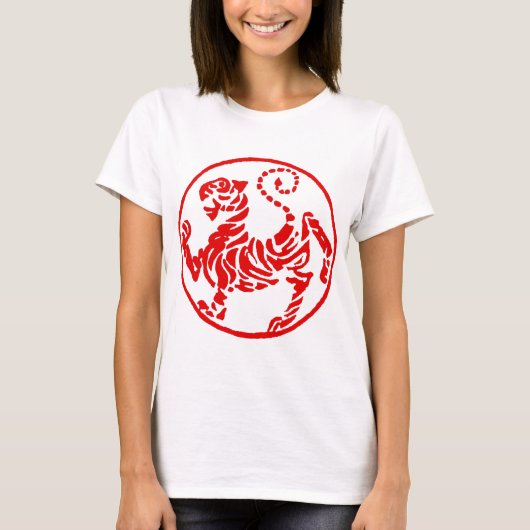 Shotokan Red Rising Sun Tiger Japans Karate T-shirt (Voorkant)