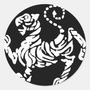 SHOTOKAN TIGER BLACK EN WHITE RONDE STICKER