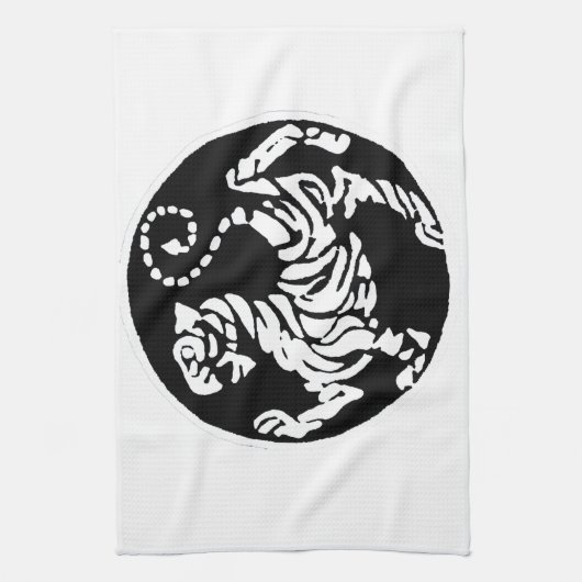 SHOTOKAN TIGER BLACK EN WHITE THEEDOEK (Verticaal)