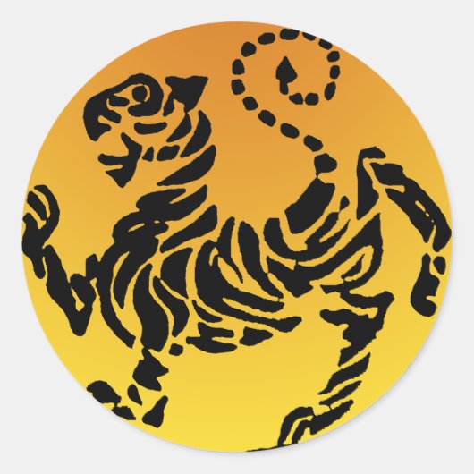 Shotokan Tiger - Gold Ronde Sticker (Voorkant)