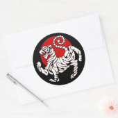 Shotokan tijger rijzende zon ronde sticker (Envelop)