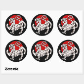 Shotokan tijger rijzende zon ronde sticker (Vel)