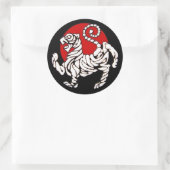 Shotokan tijger rijzende zon ronde sticker (Tas)