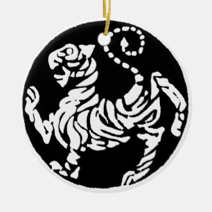 SHOTOKAN TIJGER ZWART-WIT KERAMISCH ORNAMENT