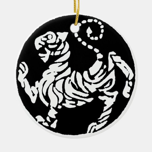 SHOTOKAN TIJGER ZWART-WIT KERAMISCH ORNAMENT (Voorkant)