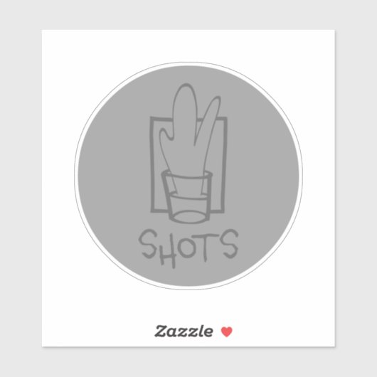 Shots Round Grey Custom-Cut Vinyl Sticker (Vel)