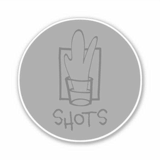 Shots Round Grey Custom-Cut Vinyl Sticker (Voorkant)
