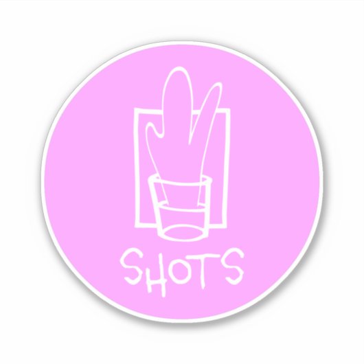 Shots roze and White Custom-Cut Vinyl Sticker (Voorkant)