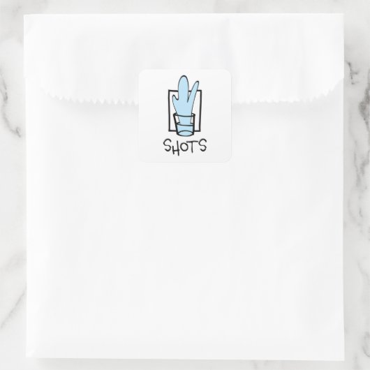 Shots - vierkante sticker (Tas)