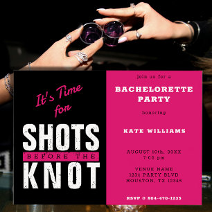 Shots Voor de Knoop Hot Pink Bachelorette Party Kaart