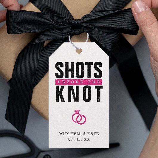 Shots Voor de Knot Black Bachelorette Party Cadeaulabel