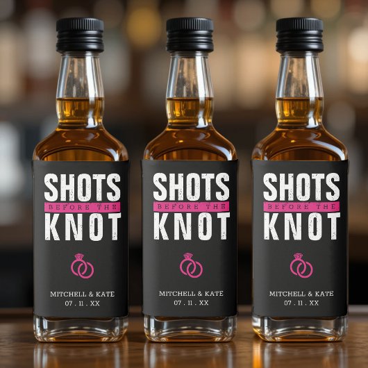 Shots Voor de Knot Black Bachelorette Party Likeurfles Etiket