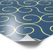 Shou Chinees Langlevensymbool - Blauw en Geel Foto Afdruk (Hoek)