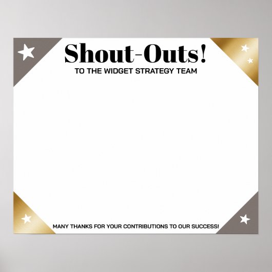 Shout out board employee daily kudos post-its poster (Voorkant)