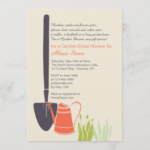 Shovel and Watering Can Bridal Shower Invitation Kaart
