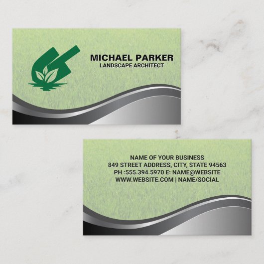 Shovel Leave Logo | Gras Tuinieren Visitekaartje (Voorkant / Achterkant)