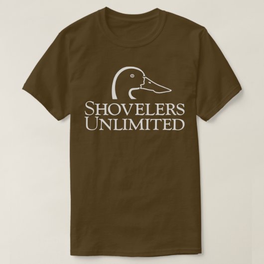 Shovelers Unlimited White Print T-shirt (Design voorkant)