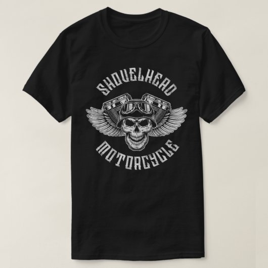 Shovelhead Motor schedel en vleugels T-shirt (Design voorkant)