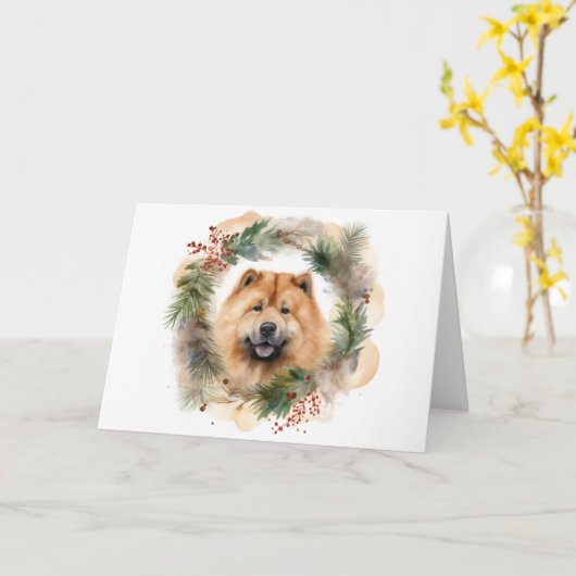 Show Christmas Wreath Feestelijke Pup Kaart (Gele Bloem)